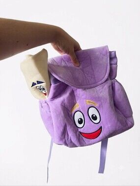 Vintage Y2k Nickelodeon Purple Dora The Explorer Mr. Face Plush 10" Backpack Map